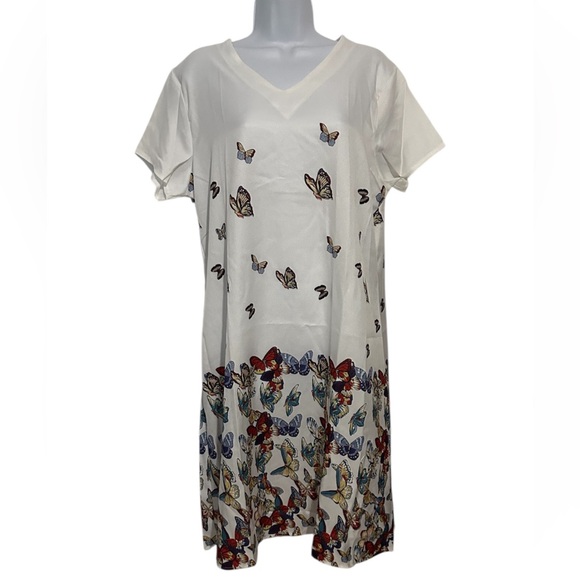 SHEIN Dresses & Skirts - SHEIN White Dress with Colorful Butterfly Print